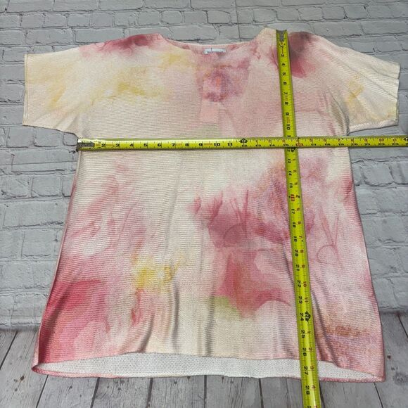 NWT Bianco & Blue Short Sleeve Knit Top Sweater Size Large Acrylic Italy C065 -8 - Picture 2 of 16